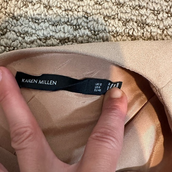 A131 Karen Millen Camel Sculpted Draped Sheath Dress | Size US 8 | Worn on TV! - Picture 6 of 11